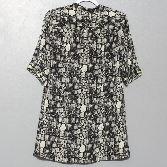 Tucker silk black cream reptile snack print mini dress tunic - Picture 2 of 8